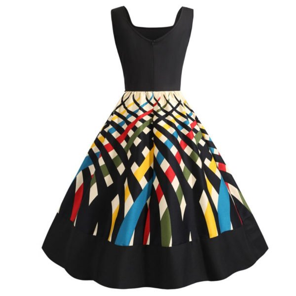 Multicolor Print Pleated Vintage Pin Up Dress - Queerks™
