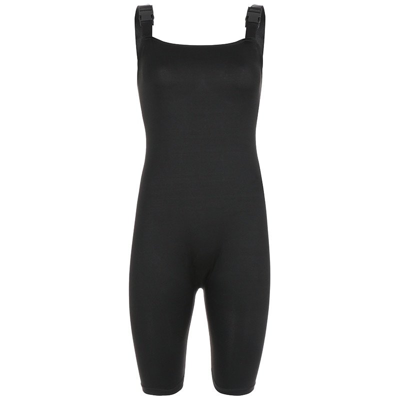 Black Bodycon Leotard Playsuit With Buckle Straps - Queerks™