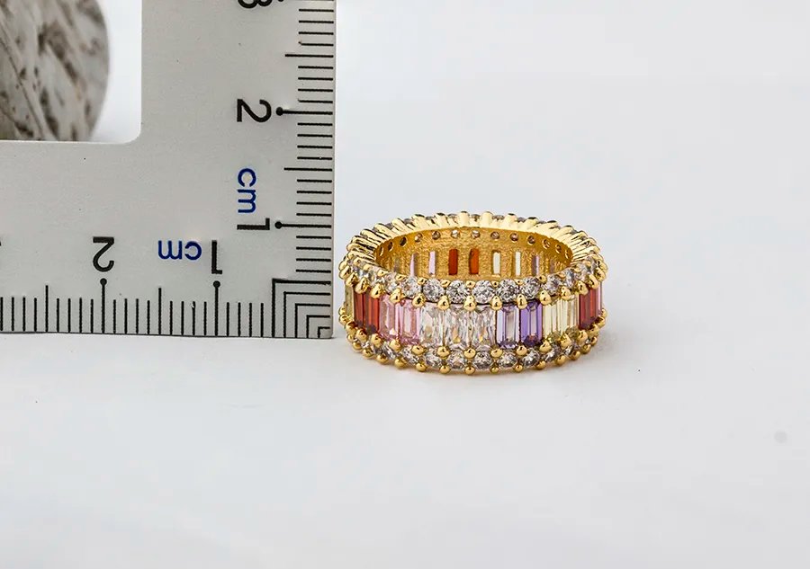 Rainbow CZ Gold Ring