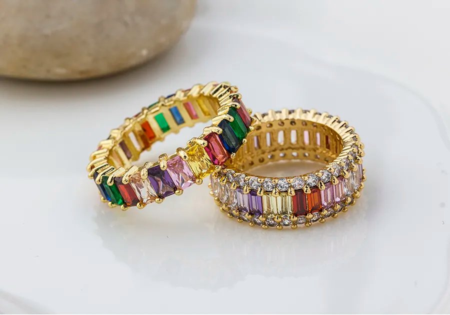 Rainbow CZ Gold Ring